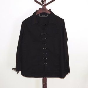 Studio Basic black lace-up front blouse/top